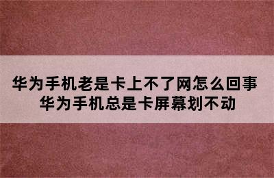 华为手机老是卡上不了网怎么回事 华为手机总是卡屏幕划不动